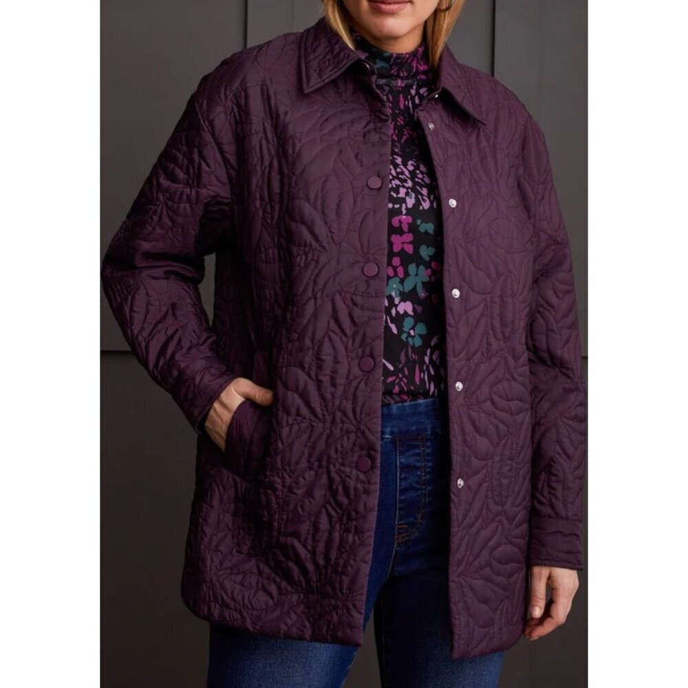 Tribal Jeans Shacket Denim Quilted Snap Front Size PS Shirt Jacket NWOT